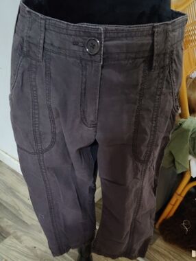 Dalia Collection Brown Capris with Stitched Pocket Detail